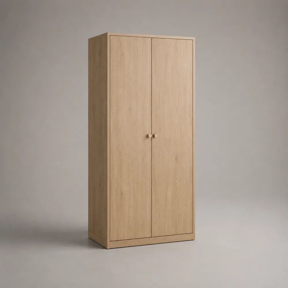 Armadio guardaroba a 2 ante battenti in pannello truciolare melaminico, rovere chiaro, 80 x 50 x 180 cm