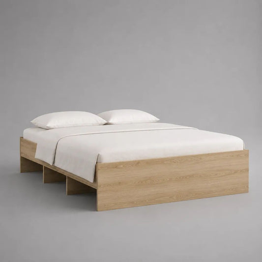 Letto matrimoniale 160 x 200 cm in pannello truciolare melaminico effetto rovere naturale senza testiera