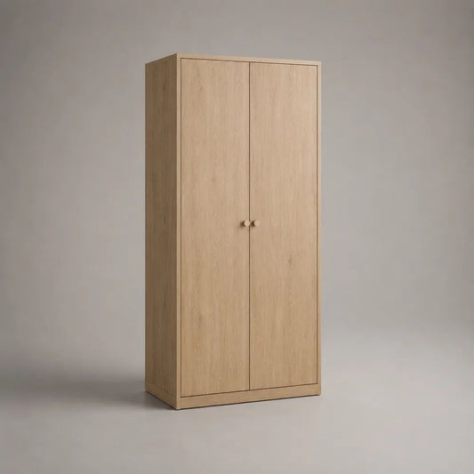 Armadio guardaroba a 2 ante battenti in pannello truciolare melaminico, rovere chiaro, 80 x 50 x 180 cm